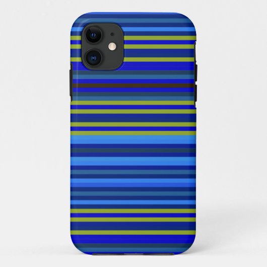 Blauwe gele cyaanstrepen Achtergrond Case-Mate iPhone Case (Achterkant)