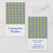 Blauwe gele daisy Retro Tegels Geometric Visitekaartje (Voorkant / Achterkant)