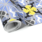 Blauwe gele Doggen Cadeaupapier (Rol Hoek)