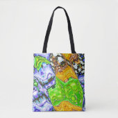 Blauwe, gele en groene vloeistof Abstracte Canvas  Tote Bag (Voorkant)