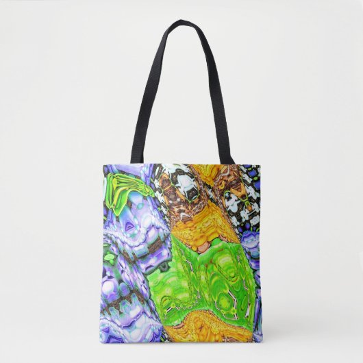 Blauwe, gele en groene vloeistof Abstracte Canvas  Tote Bag (Voorkant)