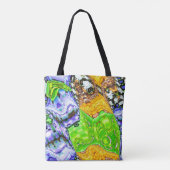Blauwe, gele en groene vloeistof Abstracte Canvas  Tote Bag (Achterkant)