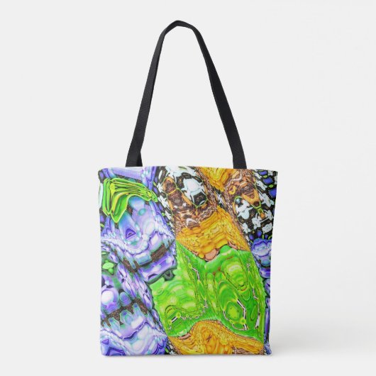 Blauwe, gele en groene vloeistof Abstracte Canvas  Tote Bag (Achterkant)