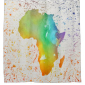 Blauwe, gele en groene Waterverf Afrika Douchegordijn (Voorkant)