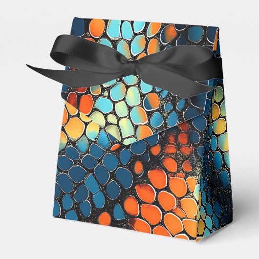 Blauwe, gele en Oranje slangenhuid Bedankdoosjes (Voorkant Zijde)