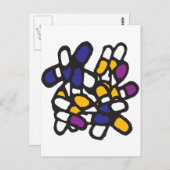Blauwe gele en Paarse pillen Briefkaart (Voorkant / Achterkant)