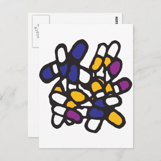 Blauwe gele en Paarse pillen Briefkaart (Voorkant / Achterkant)