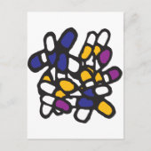 Blauwe gele en Paarse pillen Briefkaart (Voorkant)