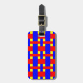 Blauwe, gele en rode platte strepen bagagelabel (Voorkant verticaal)