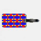 Blauwe, gele en rode platte strepen bagagelabel (Achterkant horizontaal)
