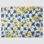 Blauwe, gele en witte bloemen decoupage tissuepapier (Voorkant)