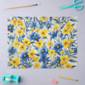 Blauwe, gele en witte bloemen tissuepapier (Craft)