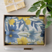 Blauwe, gele en witte bloemen tissuepapier (Geschenk)