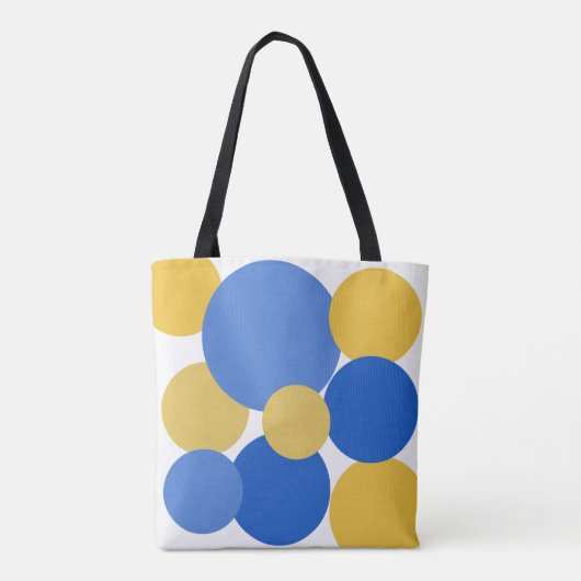 Blauwe, gele en witte pooldots tote bag (Achterkant)