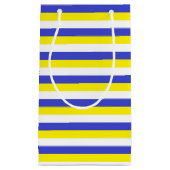 Blauwe, gele en witte strepen klein cadeauzakje (Voorkant)