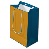 Blauwe Gele en Witte Strepen Medium Cadeauzakje (Voorkant Gekanteld)