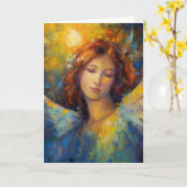 Blauwe Gele Engel Gloeit Alle Gelegenheden Kaart (Gele Bloem)