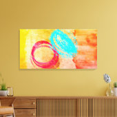 Blauwe gele, gematigd schilderschilderij canvas afdruk (Insitu (Woonkamer))