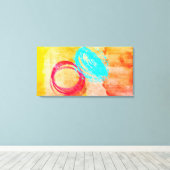 Blauwe gele, gematigd schilderschilderij canvas afdruk (Insitu (Houten vloer))