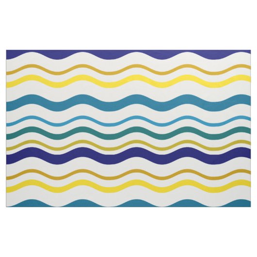 Blauwe gele golven stof (Fat Quarter)