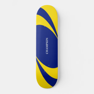 Blauwe & gele golvende lijnen persoonlijk skateboard