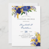 Blauwe Gele Goudgekleurde Florals Couples Shower Kaart (Voorkant)