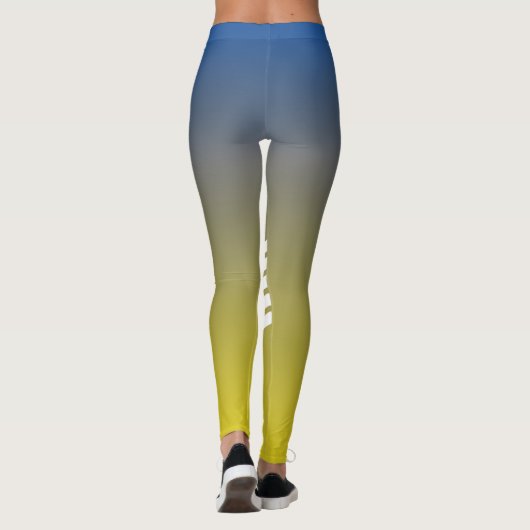 Blauwe gele gradiënt, monogrammen, van porty leggings (Achterkant)