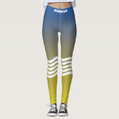 Blauwe gele gradiënt, monogrammen, van porty leggings (Voorkant)