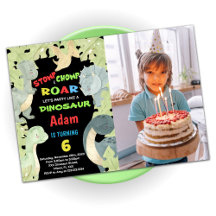 Blauwe Gele Groene Dinosaur Birthday met Foto