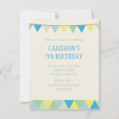 Blauwe gele groene string Pennon Kids Birthday Kaart (Voorkant)