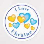 Blauwe Gele Harten Ik hou van Button Labels (Design 2)