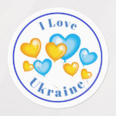 Blauwe Gele Harten Ik hou van Button Labels (Design 1)