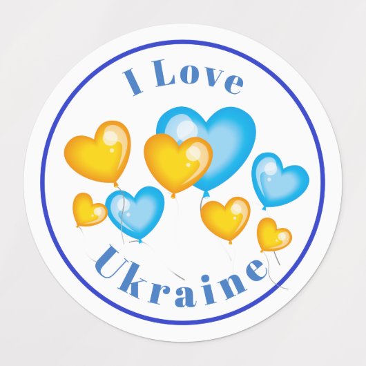 Blauwe Gele Harten Ik hou van Button Labels (Design 1)