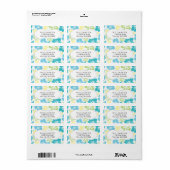 blauwe gele hibiscus hawaiian tropische gunst etiket (Full Sheet)