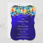 Blauwe gele Hibiscus Tropical Floral Party Kaart (Voorkant)