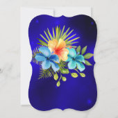 Blauwe gele Hibiscus Tropical Floral Party Kaart (Achterkant)