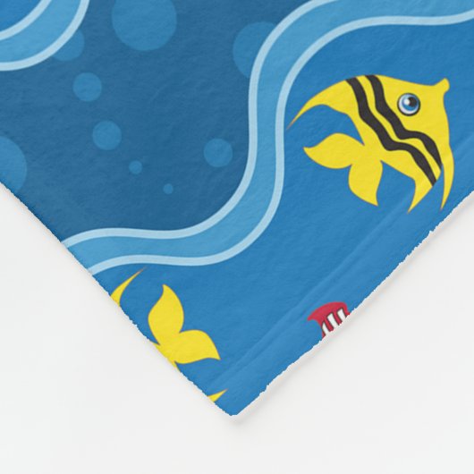 Blauwe gele hier visvis Kinder Fleece Deken (Hoek)