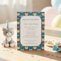  Blauwe & Gele Kitty Kat Eén Coole Kittens Verjaar