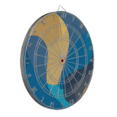 Blauwe, gele, koele, trendy stedelijke golvende il dartbord (Voorkant Links)