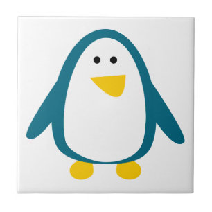 Blauwe gele leuke pinguïn animatie illustratie tegeltje