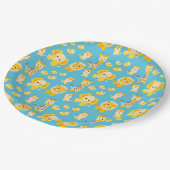 Blauwe gele luiers Elephants Safari animals Papieren Bordje (Gekanteld)