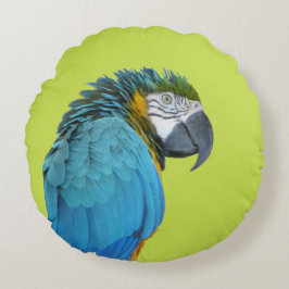 Blauwe gele Macaw Round Pillow Rond Kussen