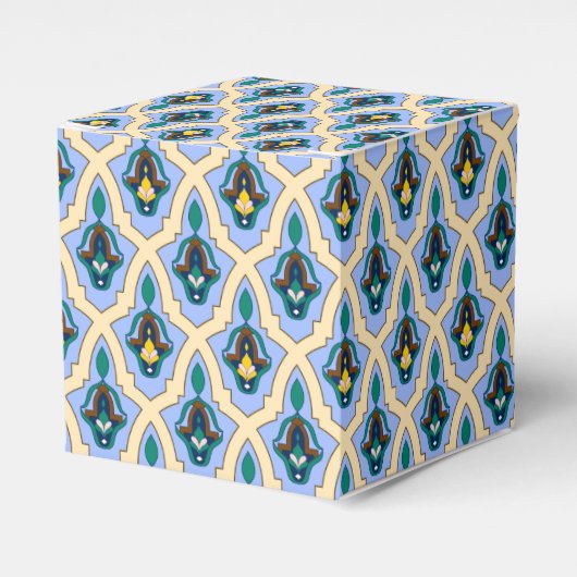  blauwe gele Marokkaanse Arabische trekkerkunst Bedankdoosjes (Voorkant Zijde)