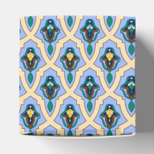  blauwe gele Marokkaanse Arabische trekkerkunst Bedankdoosjes (Bovenkant)