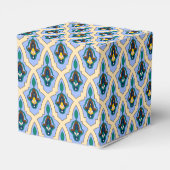  blauwe gele Marokkaanse Arabische trekkerkunst Bedankdoosjes (Achterkant)