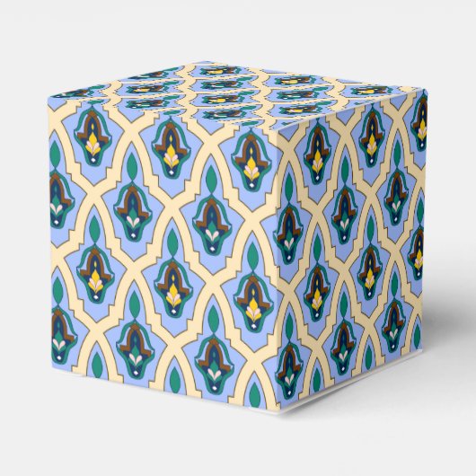  blauwe gele Marokkaanse Arabische trekkerkunst Bedankdoosjes (Achterkant)