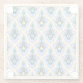 blauwe gele Marokkaanse Arabische trekkerkunst Glazen Onderzetter (Achterkant)