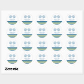 Blauwe Gele Nautical Seashells Weddenschappen Ronde Sticker (Vel)