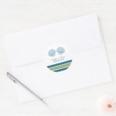 Blauwe Gele Nautical Seashells Weddenschappen Ronde Sticker (Envelop)
