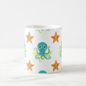 Blauwe gele octopus; Oranje Starvis Koffiemok (Center)